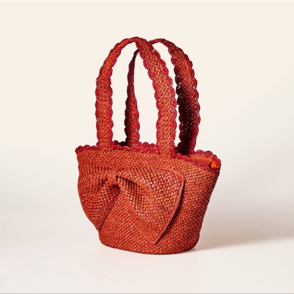 KATE SPADE x TARGET Red Raffia Bow Tote Bag - Picture 2 of 4